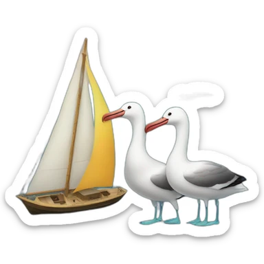 two albatrosses and one sailboat sticker