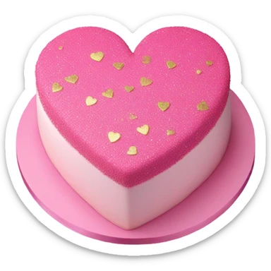 detailed pink heart cake with glitter sticker