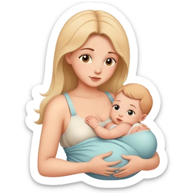 Mother tenderly breastfeeding baby, maternal bond sticker