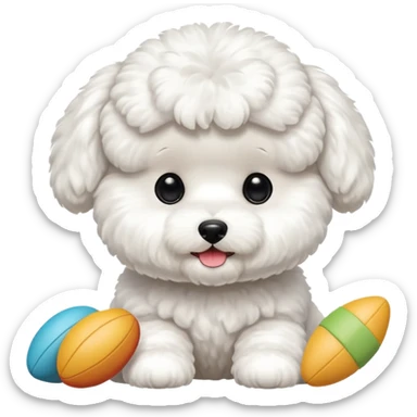 Bichon Frisé dog playing with toys sticker