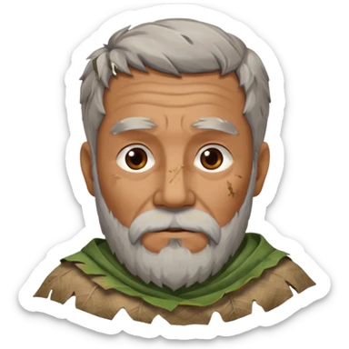 ancient man, tattered leaf cloth sticker