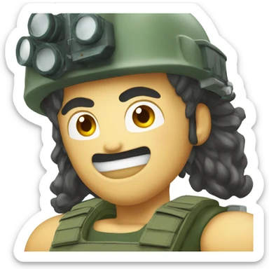 Gas muscler en militaire avec les cheveux bleus en super sayen  sticker