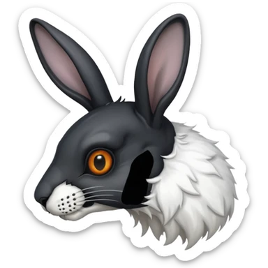 tête de lapin squelette noire de 3/4 profil sticker