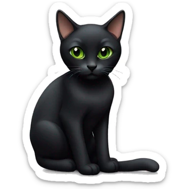 Black minx cat with green eyes and slit on right ear sticker