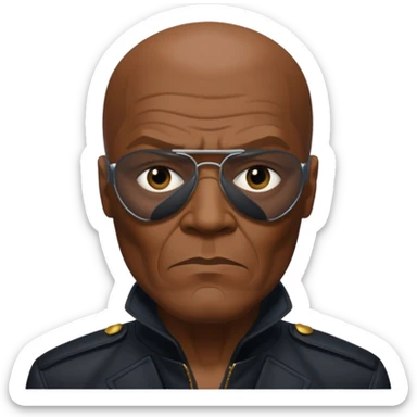 Create nick fury Superhero Emoji face only 1 eye patch black old person sticker