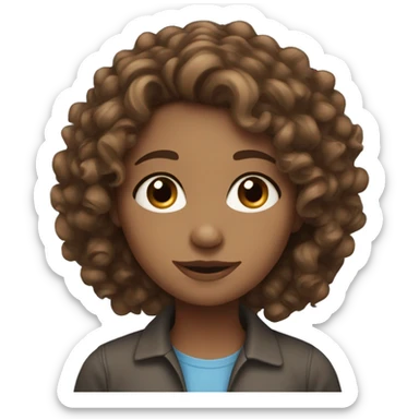 Curly girl with brown hair and blue eyes, who works in IT-company  sticker