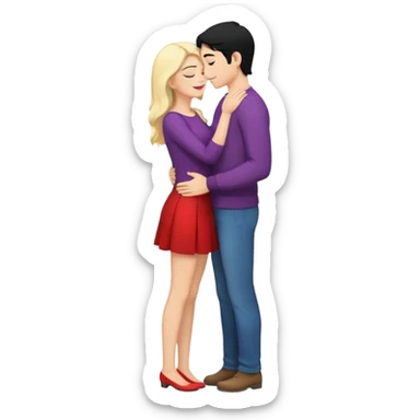 couple kissing black hair man blonde woman full body sticker
