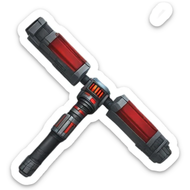 A lightsaber with a red beam sticker