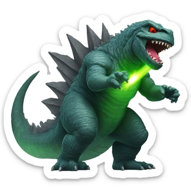 godzilla with lasers coming out of its eyes sticker
