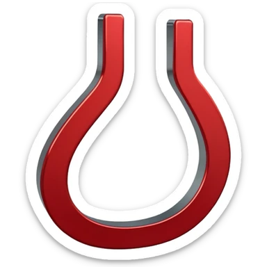 clean mettalic red horseshoe magnet sticker