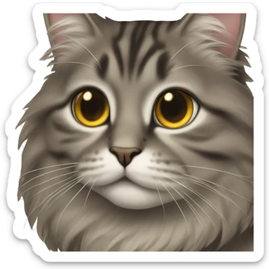 Long-haired dark tabby, cat with only one eye sticker