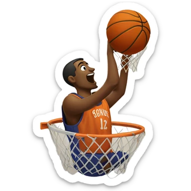man dunking basketball in basket sticker