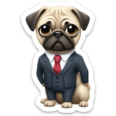 Pug in a suit  sticker