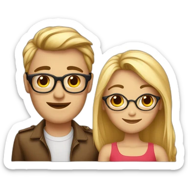 Amoureux homme brun à lunettes et femme blonde sticker