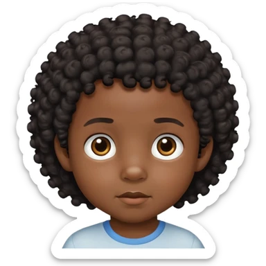 toddler boy face, African eyes, dark skin, black curly hair sticker
