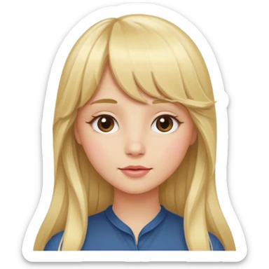 Girl long flowing blonde hair With BANGS sticker