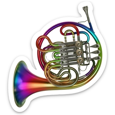 Double French horn with crystals and colorful sticker