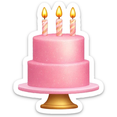 Sparkly light pink two tier birthday cake with candles sticker