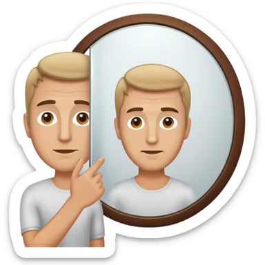 person caucasian man looking at me through a mirror. standing there sticker