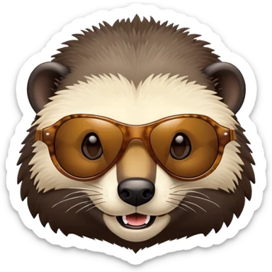 friendly anthropomorphised honey badger head wearing sunglasses, different expression sticker