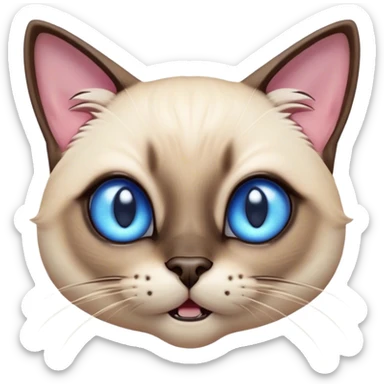 Cinematic Comical Siamese Cat Portrait Emoji, Head tilted dramatically with an exaggeratedly shocked or offended expression, sleek cream-colored fur with dark points on the ears, face, paws, and tail, wide piercing sapphire-blue eyes filled with exaggerated disbelief, Simplified yet hilariously expressive features, highly detailed, glowing with a slightly sassy glow, high shine, dramatic yet playful, stylized with an air of attitude, bright and endearing, soft glowing outline, capturing the essence of a sassy and over-the-top feline, so meme-worthy it feels like it could side-eye its way into internet fame instantly! sticker