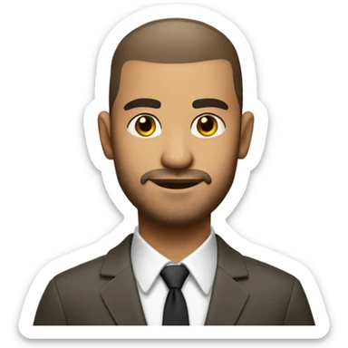 olive skin man, with brown buzz cut and a stubbled beard, with a smart business man outfit on. portrait. sticker