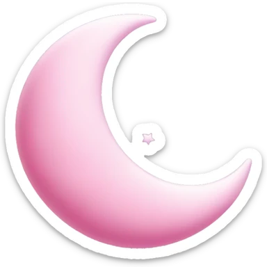 Pink crescent moon with sparkly white clouds sticker