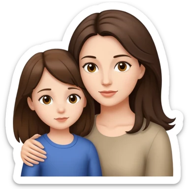 mother and daughter with brunette hair sticker
