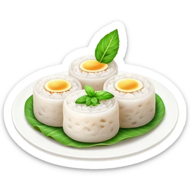 Bánh Cuốn Cinematic Realistic Bánh Cuốn Dish Emoji, depicted as delicate steamed rice rolls garnished with chopped mint on top, rendered with lifelike textures and fresh, vibrant lighting. sticker
