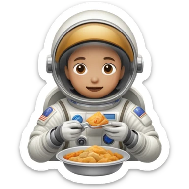A person in a spacesuit eating a meal sticker