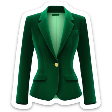 Realistic isolated side view of a emerald green velvet feminine fashion blazer jacket. sticker