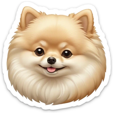 Meme-Worthy Cute Sleeping Cream Pomeranian Portrait Emoji, Head resting peacefully with a contented smile, showcasing a delightfully compact build and a luxuriously soft, fluffy cream Fur, eyes shut in a serene nap, Simplified yet hilariously adorable features, highly detailed, glowing with a soft, drowsy light, high shine, relaxed and utterly lovable, stylized with an air of playful laziness, bright and heartwarming, soft glowing outline, capturing the essence of a comically sleepy companion, so meme-worthy it feels like it could instantly become the next viral sensation of adorable slumber! sticker