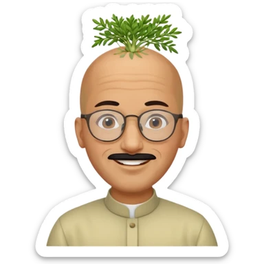 Bald moroccan man with one fennel on his head and glasses on and no turban  sticker