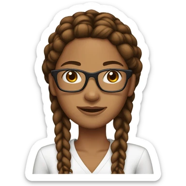 Pretty woman with brown skin, with glasses, a slender build, and long brown braids sticker