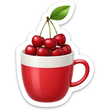 5pcs Fruit Cherry red on a cup. Fucos camera on the top of the cup sticker