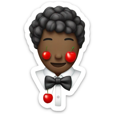 black bow with 2 red cherries sticker