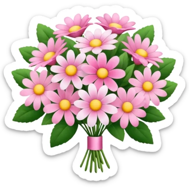 Pink bouquet with simple flower sticker