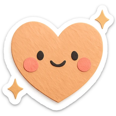 adorable pastel orange heart, blushing cheeks, tiny sparkles, no arms or legs, full body, kawaii paper craft style sticker