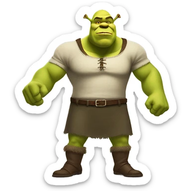 Shrek standing far away flexing like Arnold sticker