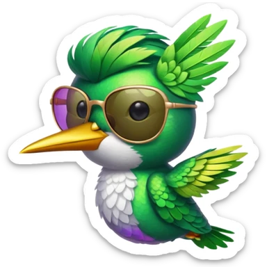 green hummingbird with sunglasses sticker