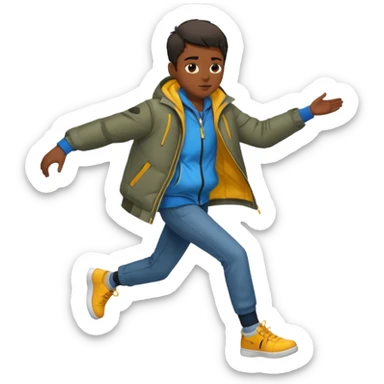 dark-ish skinned teenager with wind circling his feet sticker