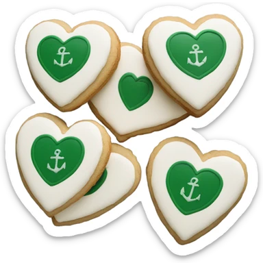 cookie heart with dark green anchor sticker