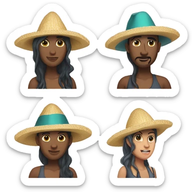 persona con sombrero de tiburon con sirena sticker