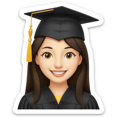 带着学士帽的，深棕色长发，黄种偏白皮肤的，高鼻梁，不戴眼镜的女博士生，在wink，年龄26岁 sticker