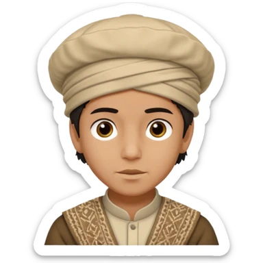 Creat a afghan boy with afghan pacol hat with white Tagore sticker