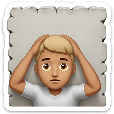 A man beating his head on the wall sticker