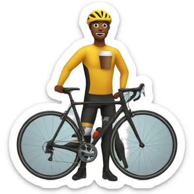 Cyclist with coffee  sticker