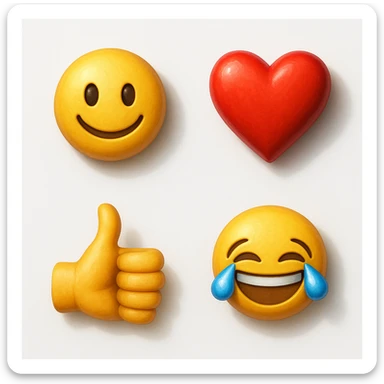 make four emojis on white background with good amount of shadow  sticker