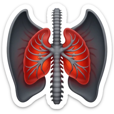 Minimalist emoji-style sticker of a ribcage x-ray with a curled-up demon inside, lines in faint white on black background, subtle red eye glow



 sticker