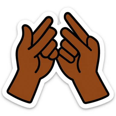 Change the hand colors to a dark skin tone, keep the pinky promise gesture, no background. sticker